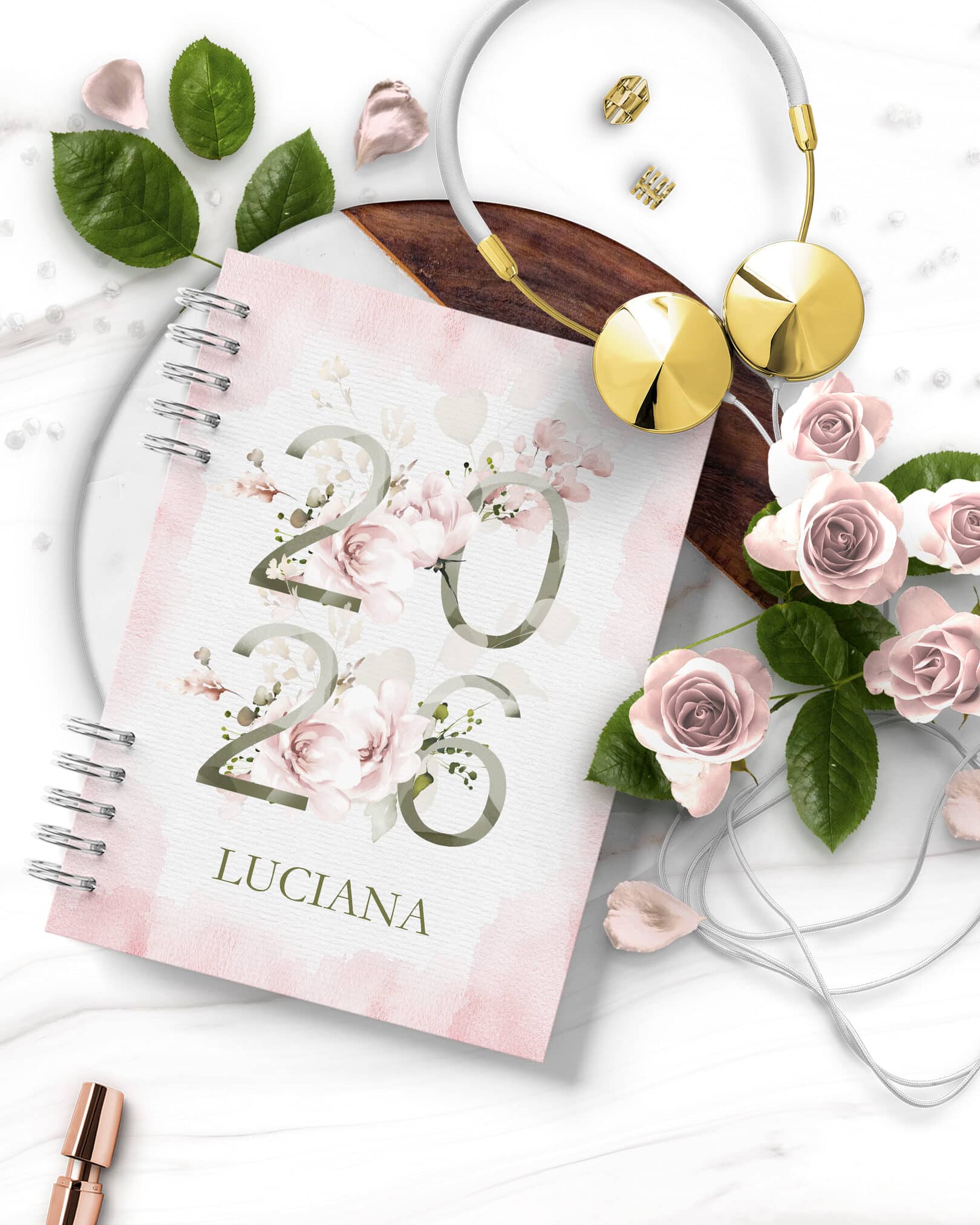 Arquivo Agenda 2026 1 Dia por Página Floral Rosa - Imagem 3