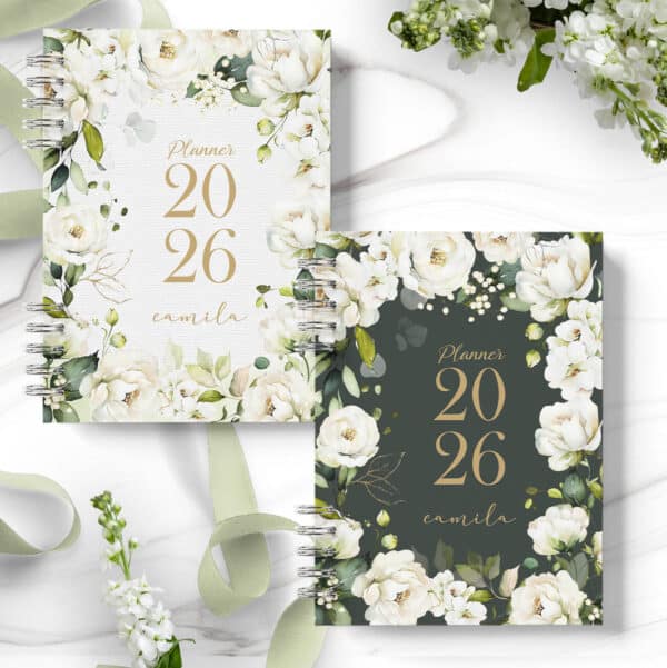 Arquivo Planner 2026 Coleção Rosas Brancas - Imagem 1
