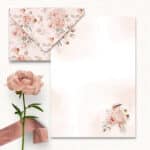 arquivo digital envelopes e papel de carta floral vintage com pássaros e rosas