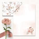 arquivo digital envelopes e papel de carta floral vintage com pássaros, rosas e borboletas