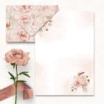 arquivo digital envelope e papel de carta floral vintage com pássaros e rosas