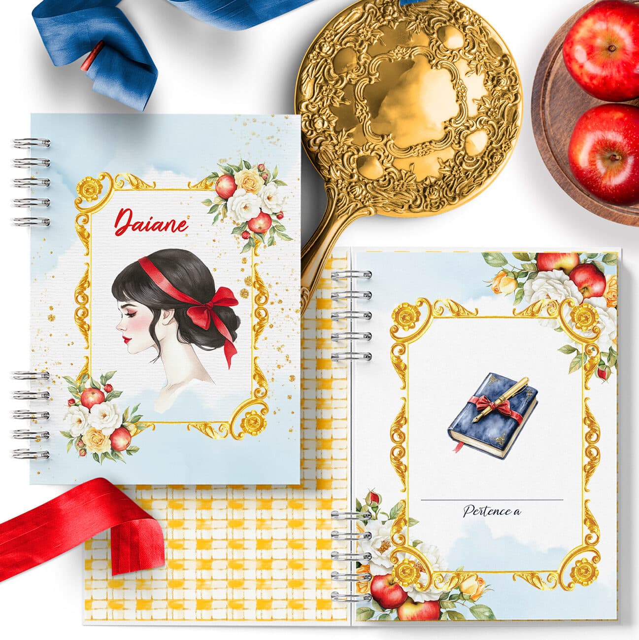 arquivo_digital_caderno_mulher_branca_de_neve_floral_maca_vermelho_amarelo_azul