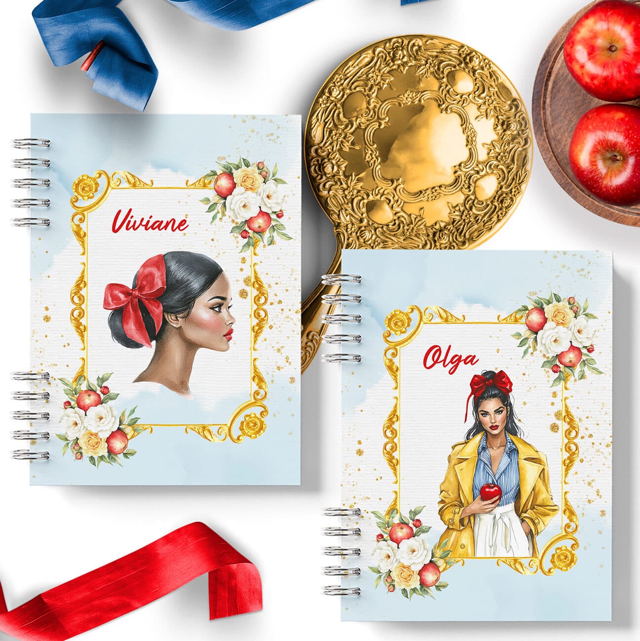 arquivo_digital_caderno_mulher_branca_de_neve_floral_maca_vermelho_amarelo_azul