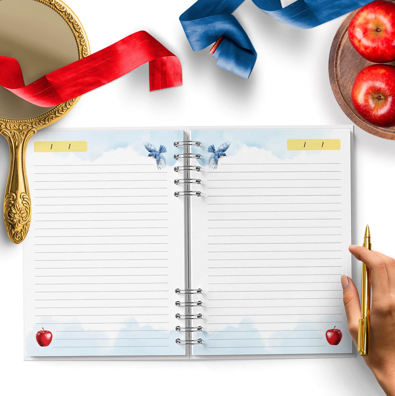 arquivo_digital_caderno_mulher_branca_de_neve_floral_maca_vermelho_amarelo_azul