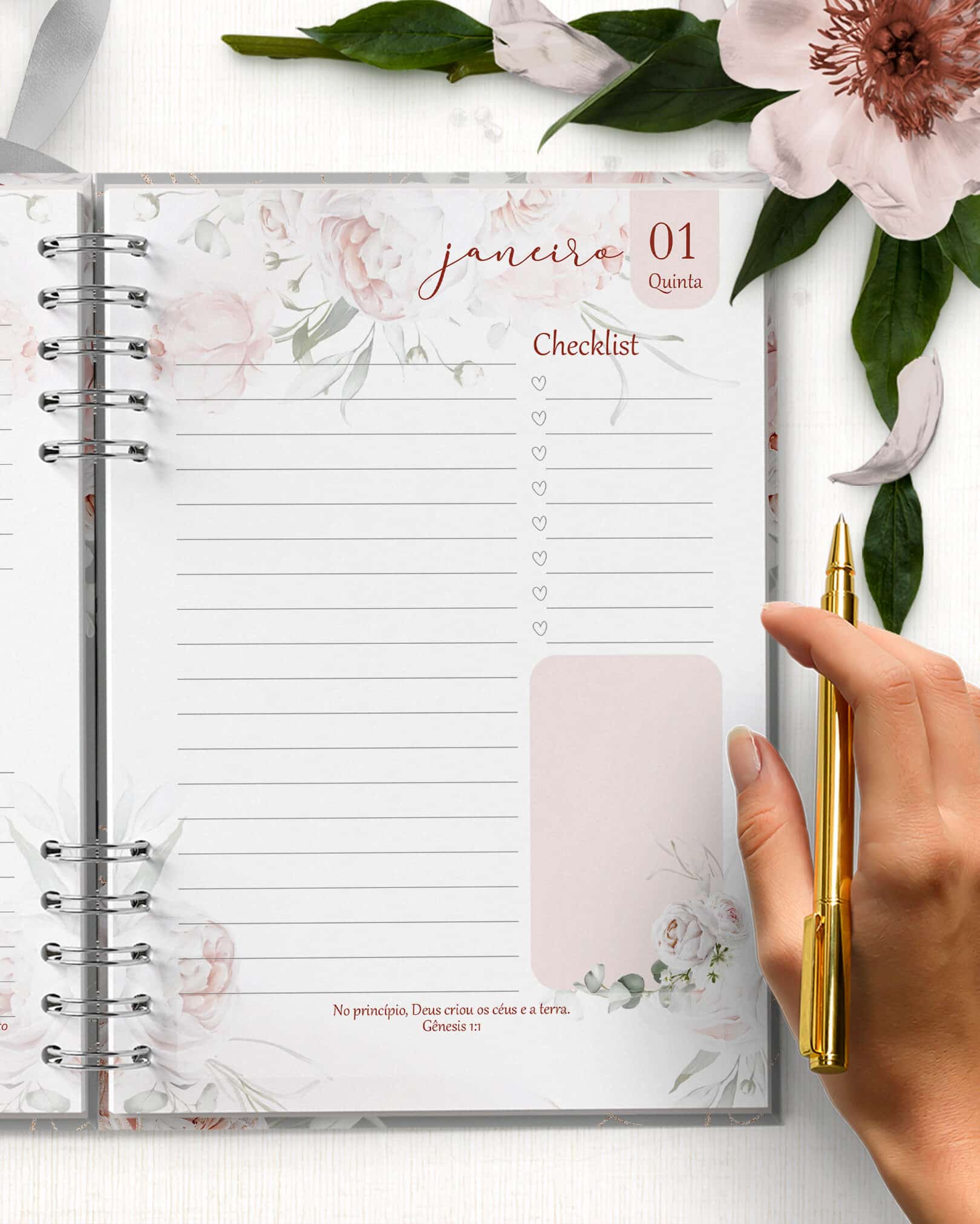 arquivo_digital_agenda_floral_peonia_branca_rosa_coleção_belive_bicho_papel_cinza_1_dia_pagina_2_versículos_horário_divisórias6 Agenda 2026 1 Dia por Página COM VERSÍCULOS Believe- Arquivo Digital - Imagem 1